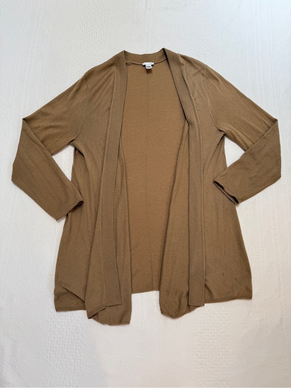 J Jill Cardigan Women’s XL Tall Beige Cotton Wool Blend Open Front Sweater